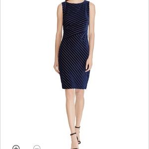 L. Ralph Lauren Shadow Stripe Velvet Sheath Dress